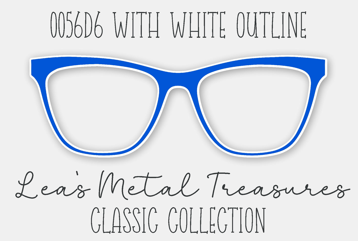 0056d6 WITH White Outline Eyewear Frame Toppers
