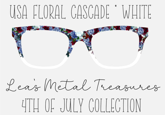 USA Floral Cascade White Eyewear Frame Toppers COMES WITH MAGNETS