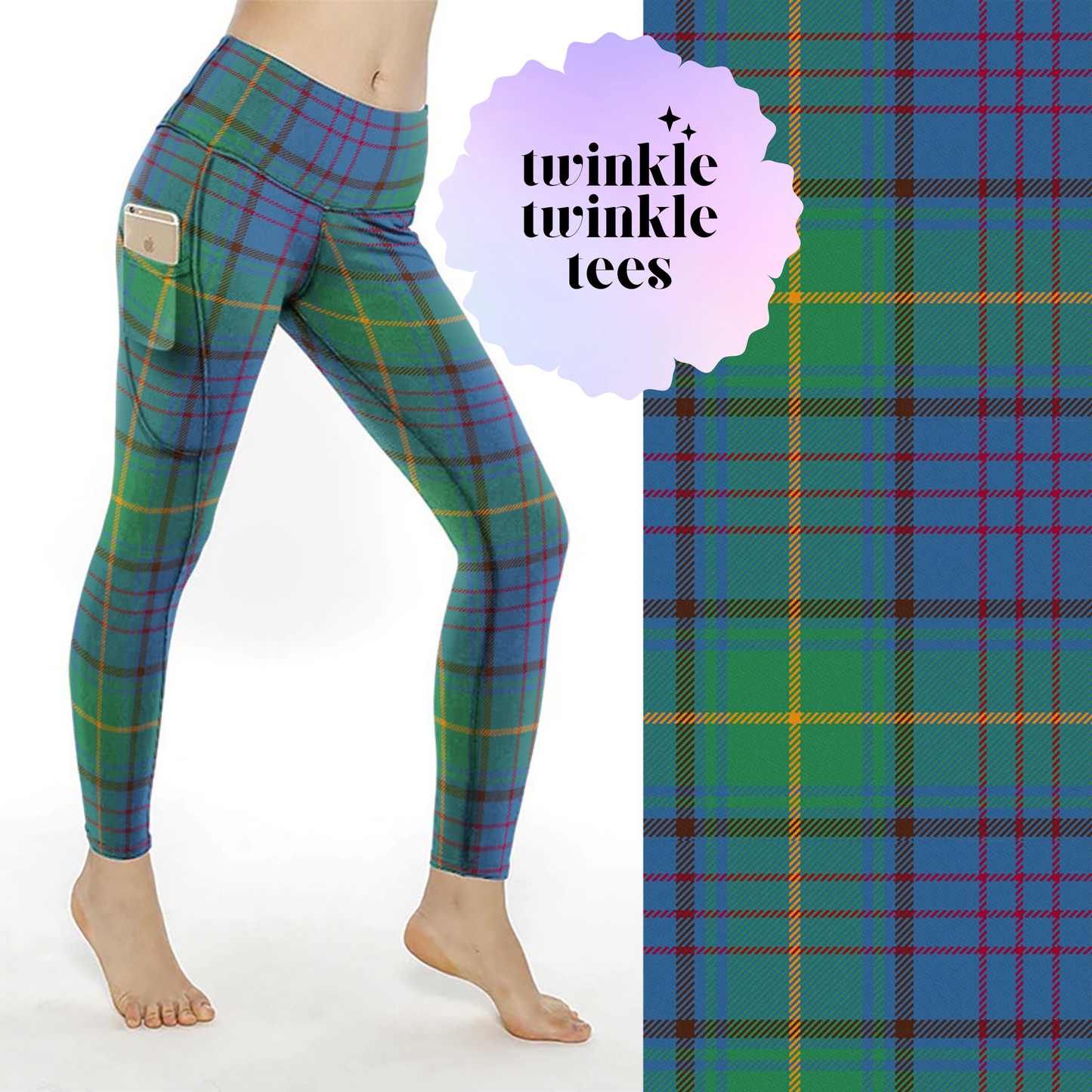 Donegal Tartan Plaid Full Length Pocket Leggings