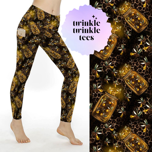 Camping Firefly Jar Full Length Pocket Leggings