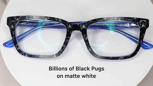 BILLIONS OF BLACK PUGS Eyewear Frame Toppers COMES WITH MAGNETS