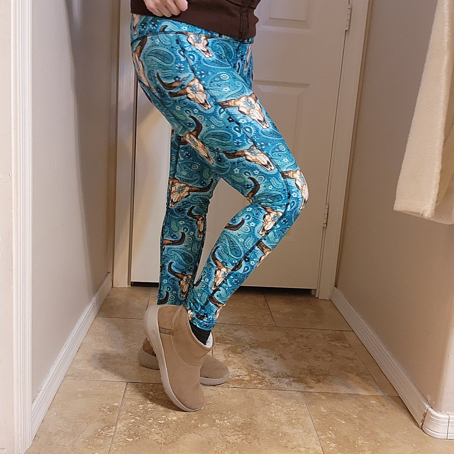 Skull Cowboy Scarf Women's Pocket Leggings