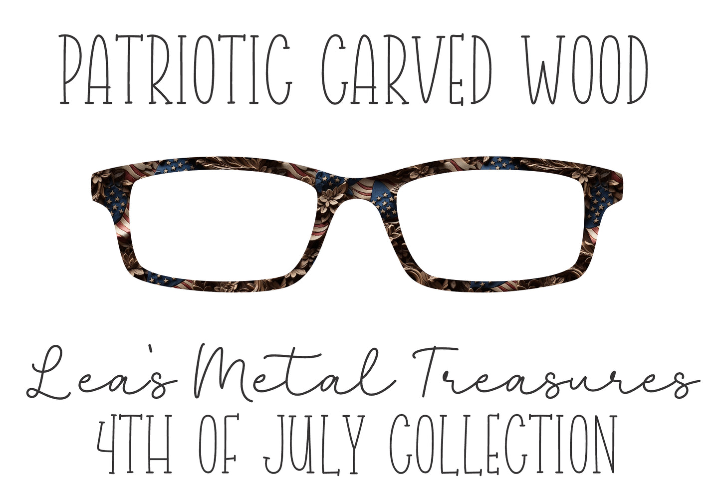 Patriotic Carved Wood Eyewear Frame Toppers COMES WITH MAGNETS