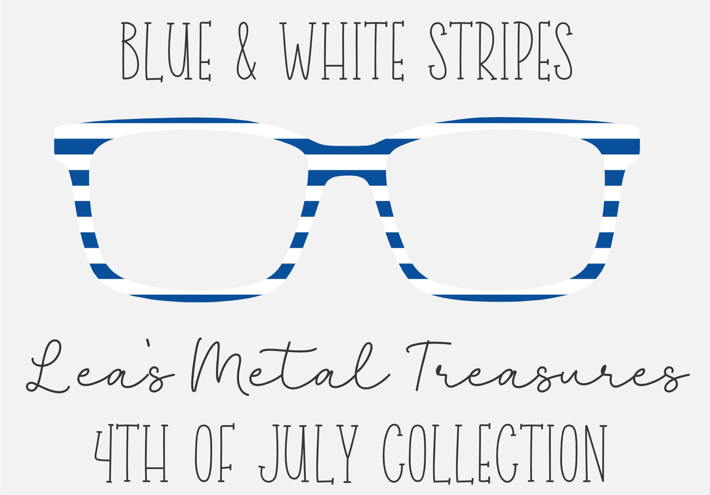 Blue and White Stripes Eyewear Frame Toppers COMES WITH MAGNETS