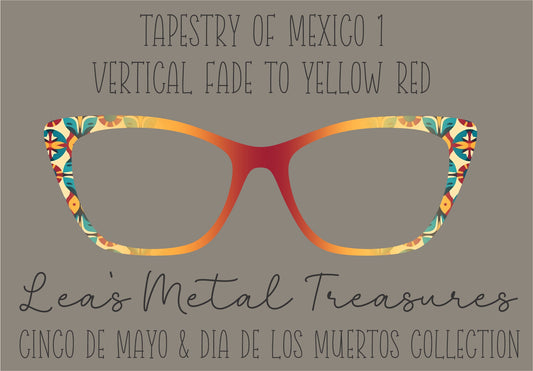 Tapestry of Mexico 1 vertical fade to red and yellow Frame Toppers COMES WITH MAGNETS