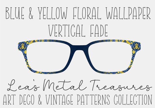 Blue and Yellow Floral Waterpaper vertical fade Eyewear Frame Topper