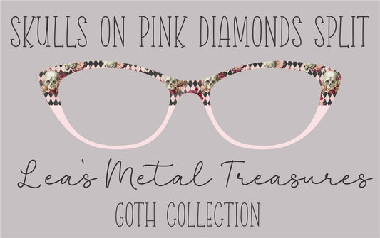 Skulls on Pink Diamonds split Eyewear Frame Toppers COMES WITH MAGNETS