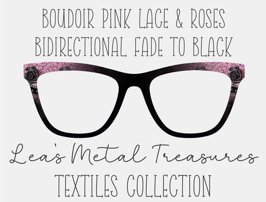 Boudoir pink lace and roses bidirectional fade to black Eyewear Frame Toppers COMES WITH MAGNETS