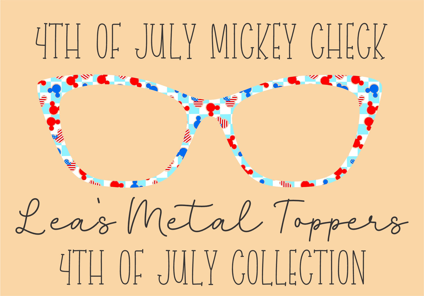 4TH OF JULY MICKEY CHECK Eyewear Frame Toppers COMES WITH MAGNETS