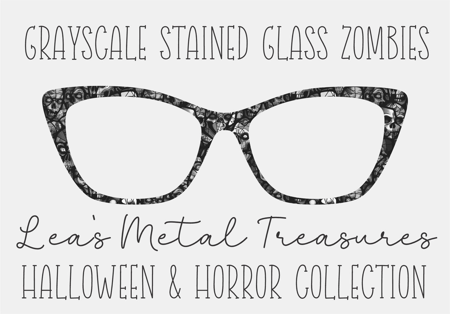 Grayscale stained glass zombies Eyewear Frame Toppers COMES WITH MAGNETS