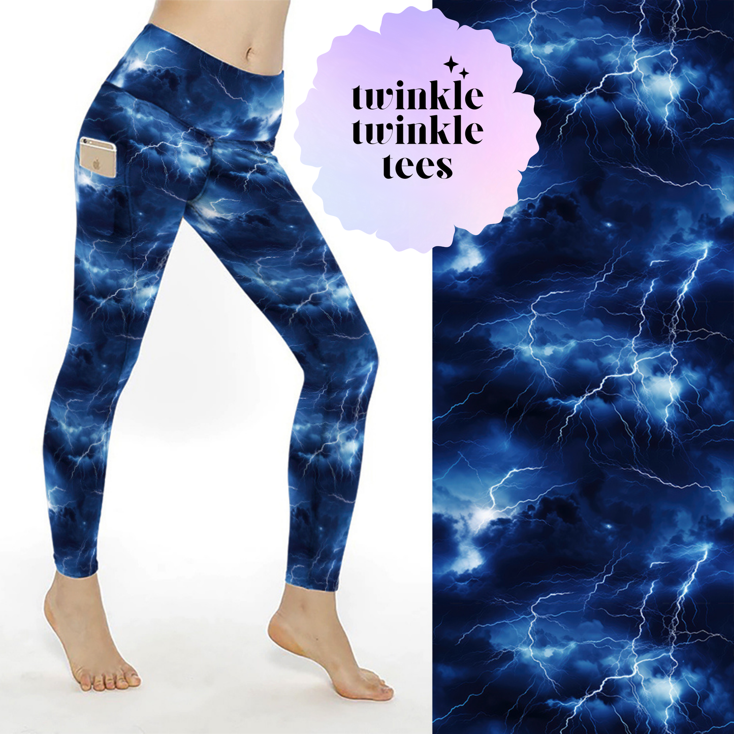 Summer Monsoon Lightning Storm Full Length Pocket Leggings