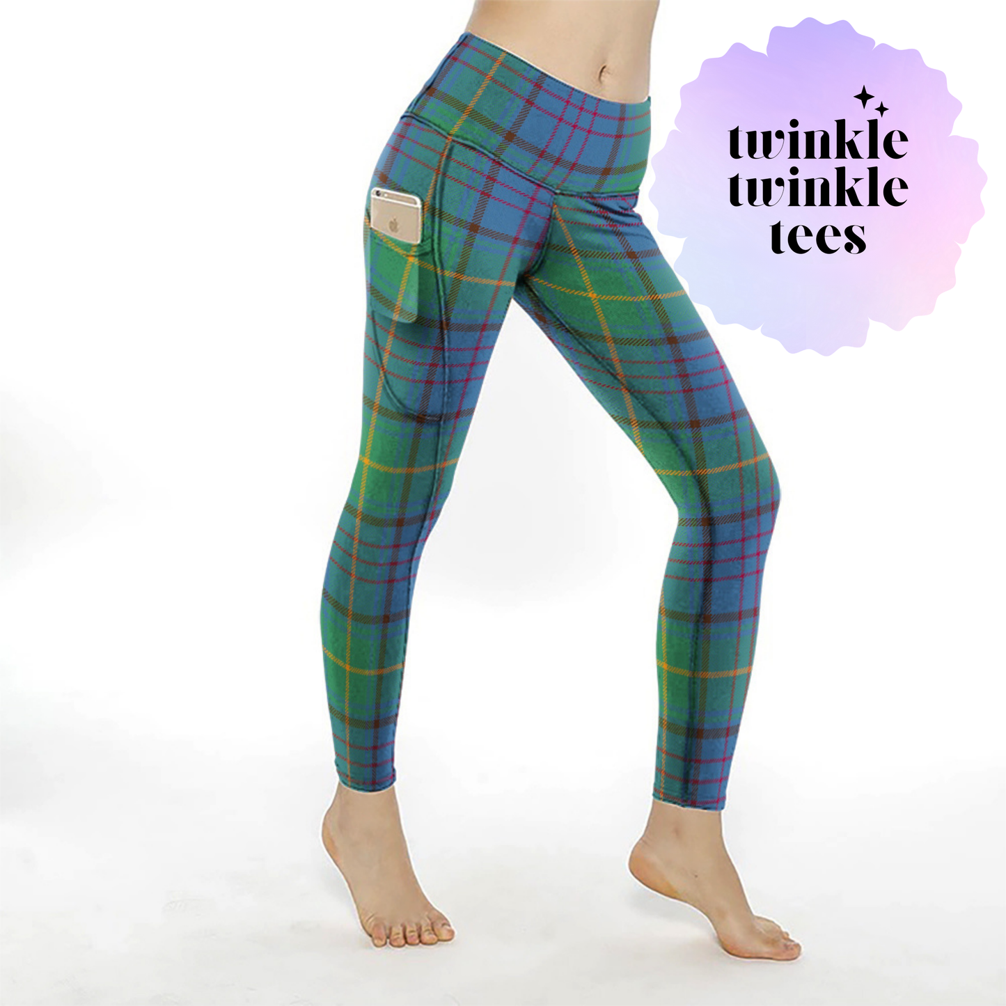 Donegal Tartan Plaid Full Length Pocket Leggings