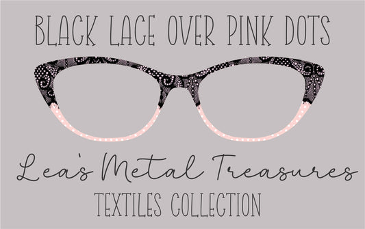 Black Lace Over Pink Dots Eyewear Frame Toppers COMES WITH MAGNETS