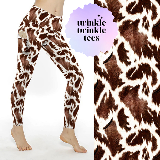 Beautiful Cowhide Full Length Pocket Leggings