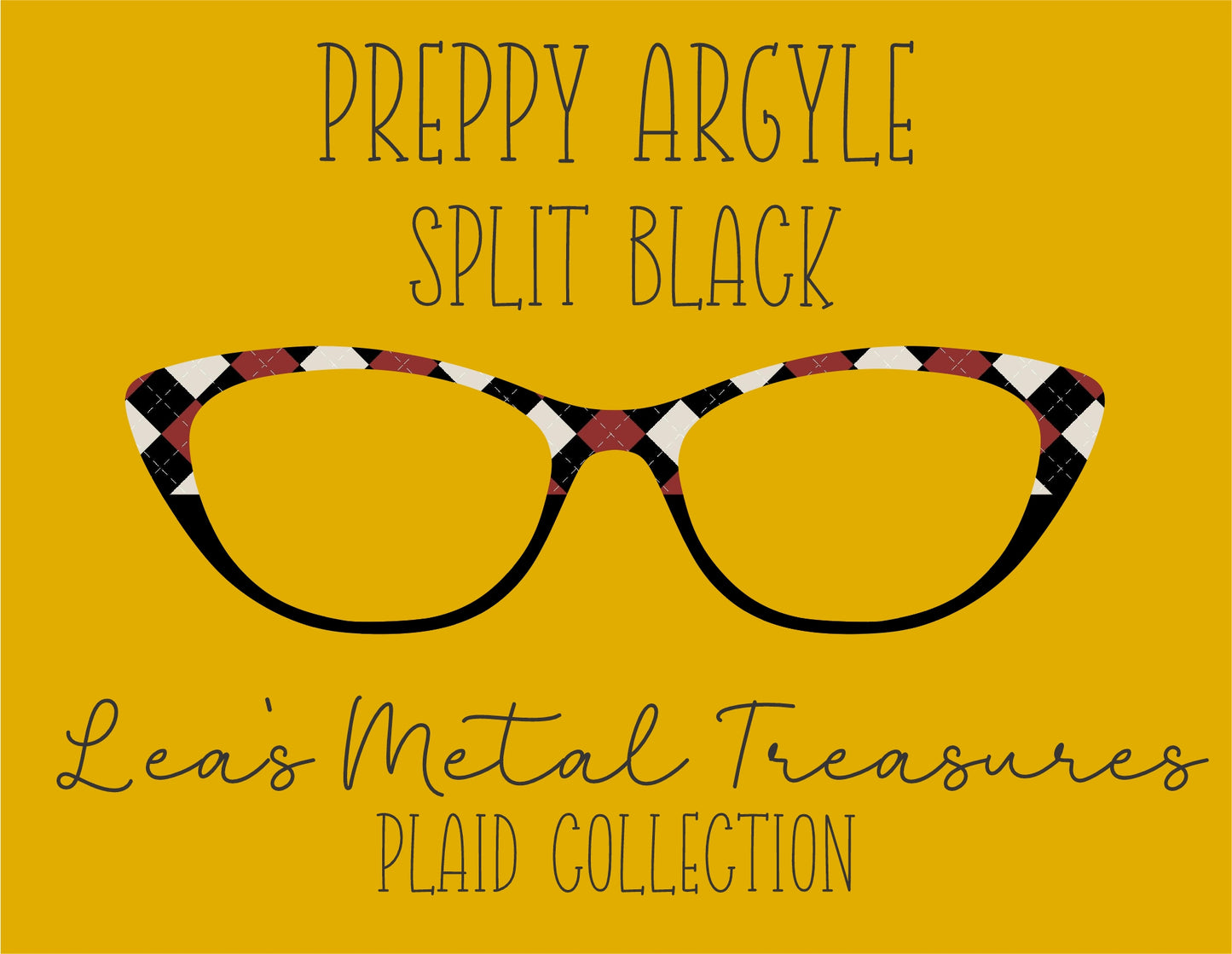 Preppy argyle split black Eyewear Frame Toppers COMES WITH MAGNETS
