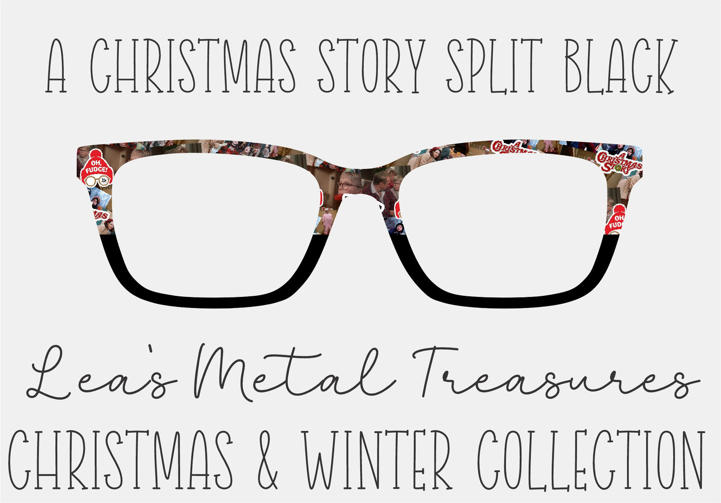 A CHRISTMAS STORY SPLIT BLACK Eyewear Frame Toppers COMES WITH MAGNETS