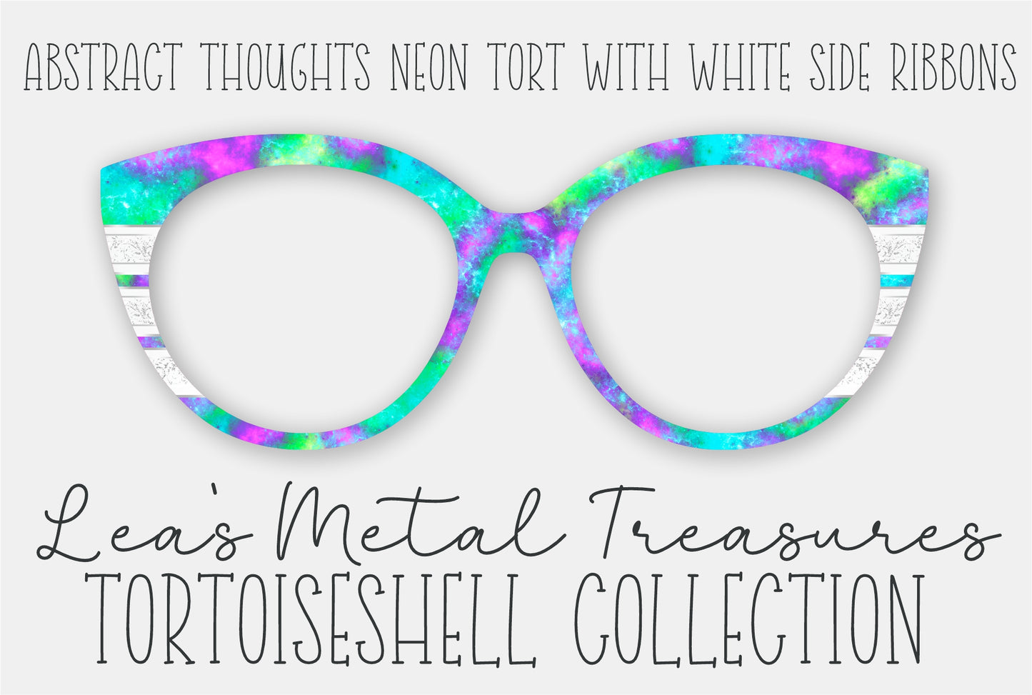 Abstract Thoughts Neon Tort with White Side Ribbons Eyewear Frame Toppers