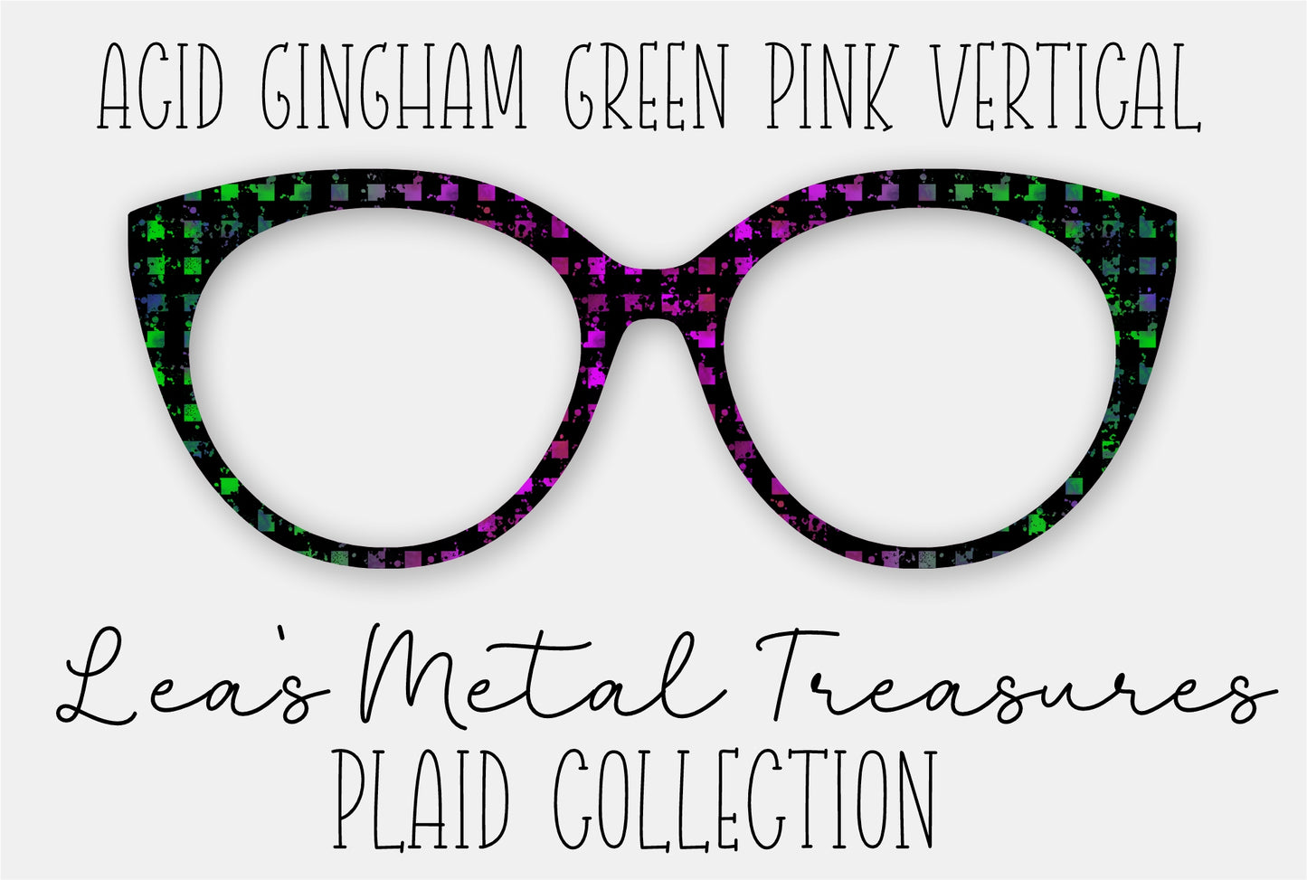 Acid Gingham Green Pink Vertical Eyewear Frame Toppers