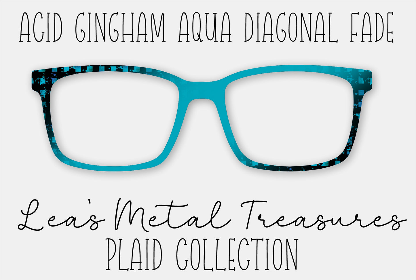 Acid Gingham Aqua Diagonal Fade Eyewear Frame Toppers