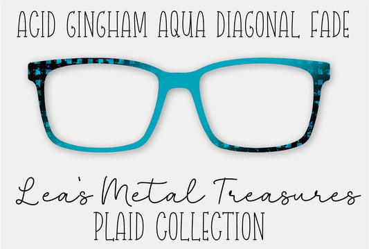 Acid Gingham Aqua Diagonal Fade Eyewear Frame Toppers