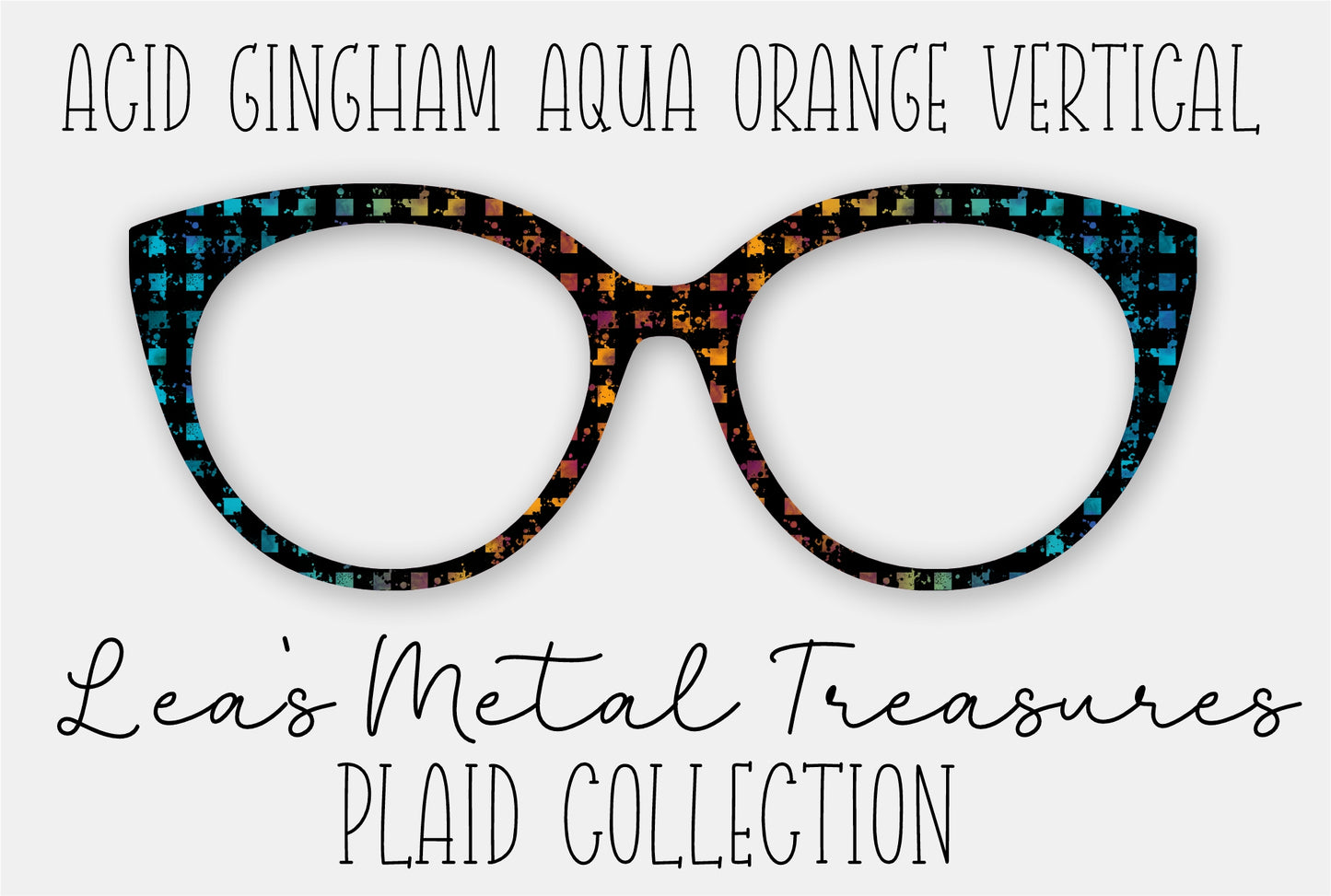 Acid Gingham Aqua Orange Vertical Eyewear Frame Toppers