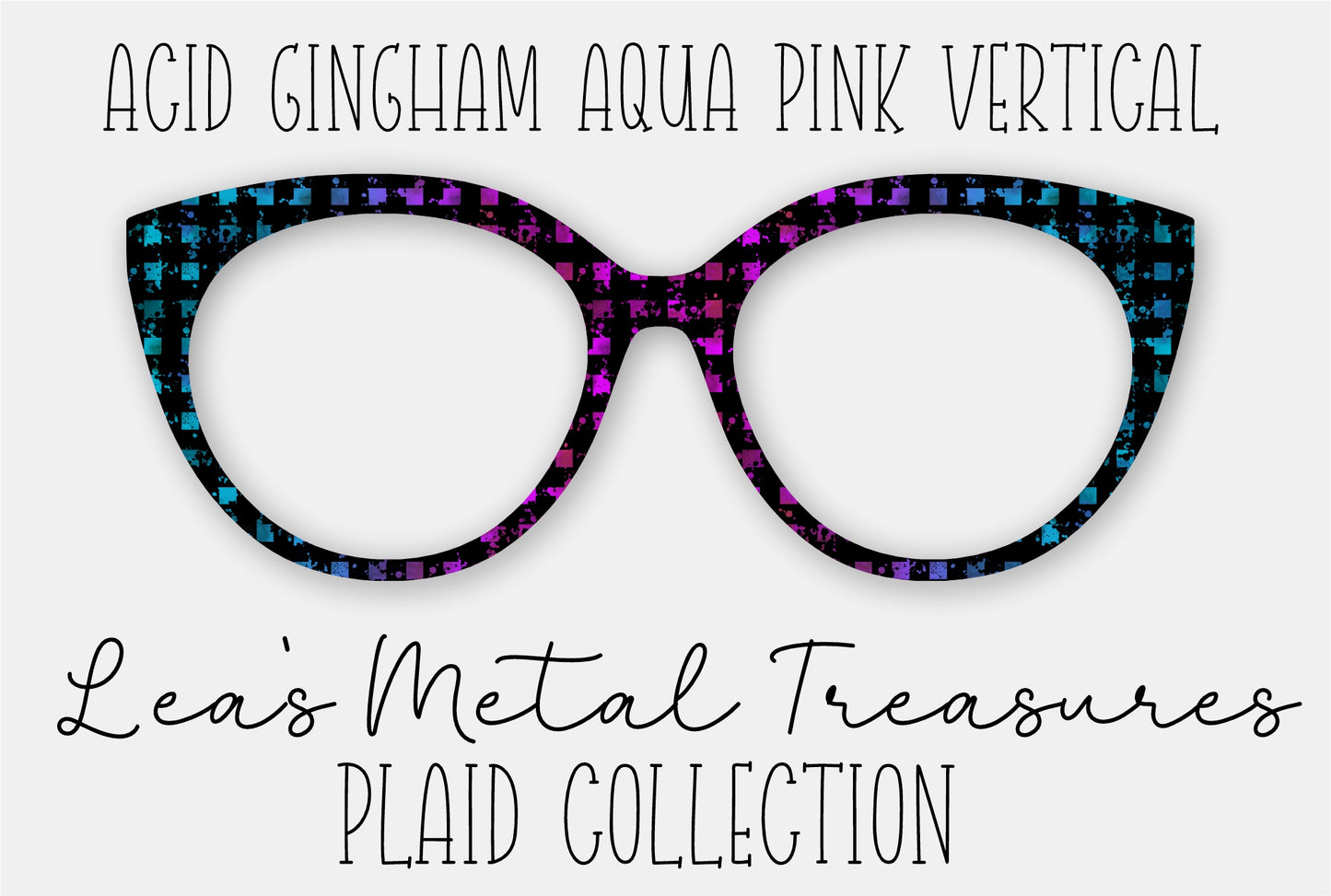 Acid Gingham Aqua Pink Vertical Eyewear Frame Toppers