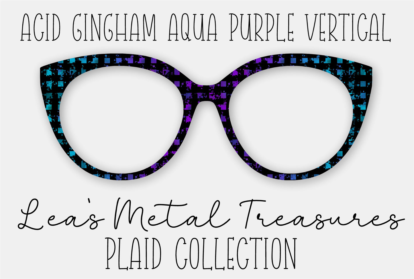 Acid Gingham Aqua Purple Vertical Eyewear Frame Toppers