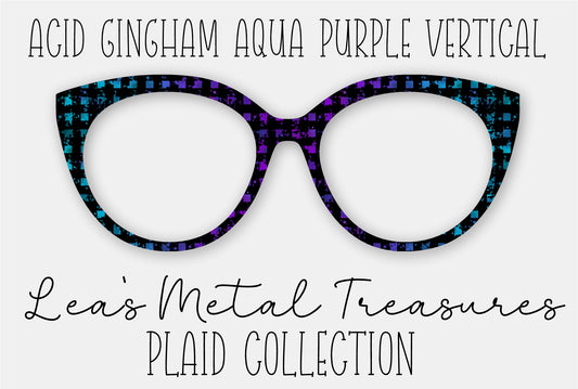 Acid Gingham Aqua Purple Vertical Eyewear Frame Toppers