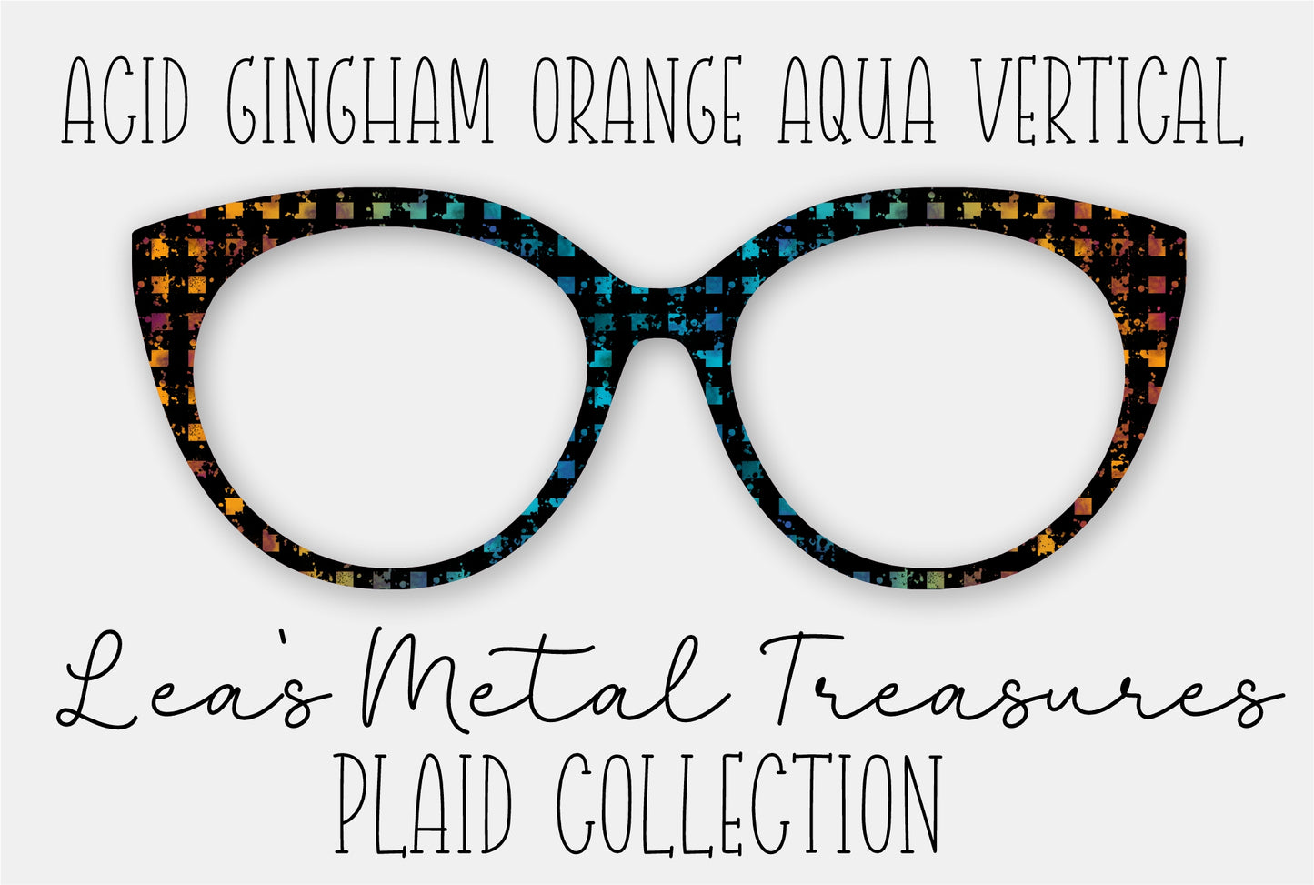 Acid Gingham Orange Aqua Vertical Eyewear Frame Toppers