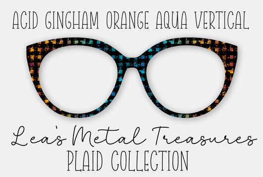 Acid Gingham Orange Aqua Vertical Eyewear Frame Toppers