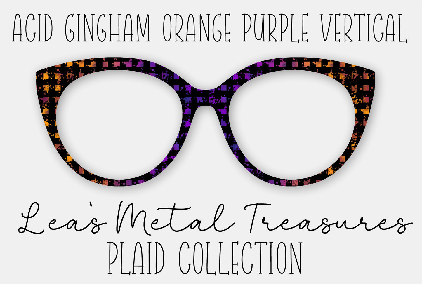 Acid Gingham Orange Purple Vertical Eyewear Frame Toppers
