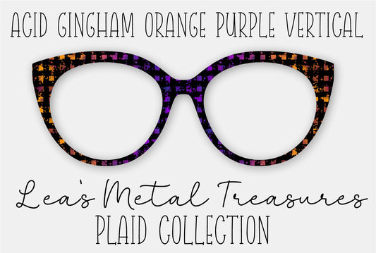 Acid Gingham Orange Purple Vertical Eyewear Frame Toppers