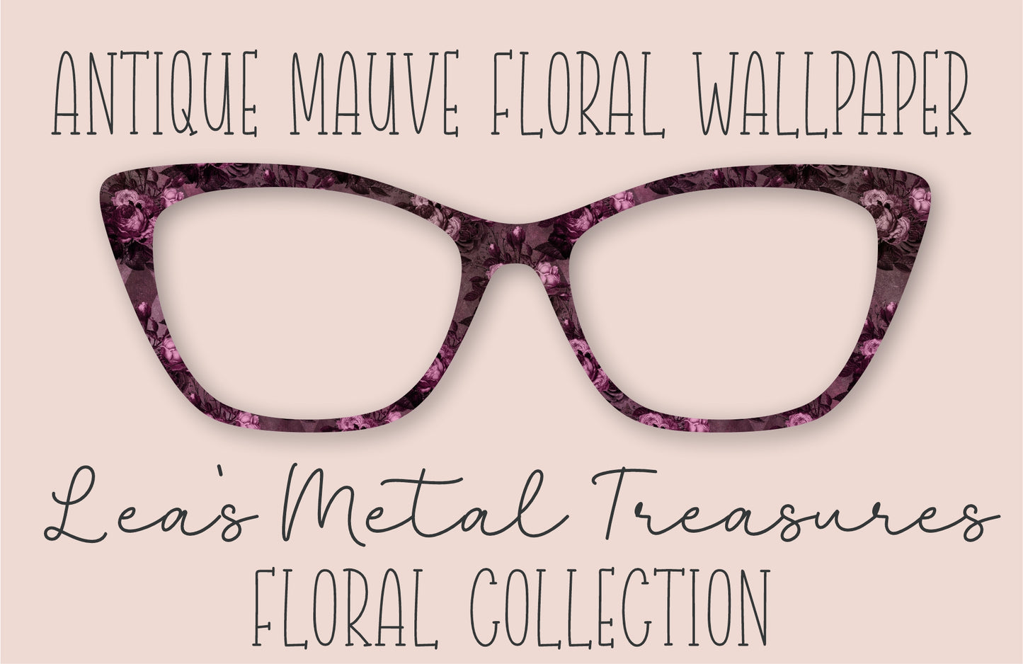 Antique Mauve Floral Wallpaper Eyewear Frame Toppers COMES WITH MAGNETS