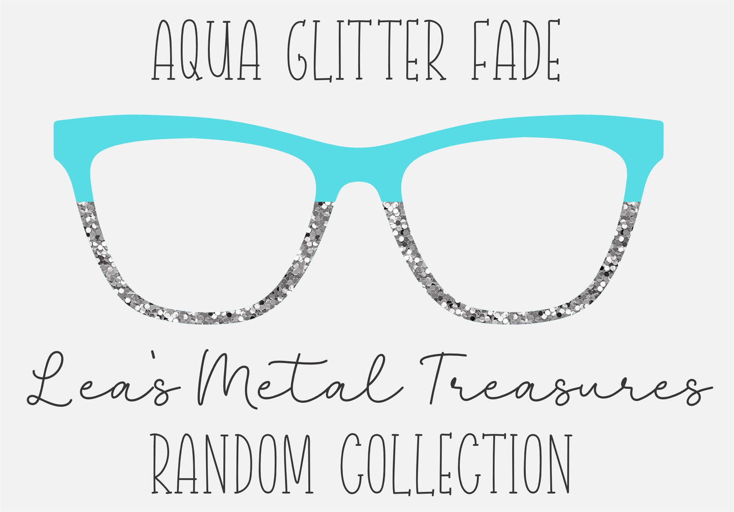 Aqua Glitter split - solid 23, silver sequin Eyewear Frame Toppers COMES WITH MAGNETS