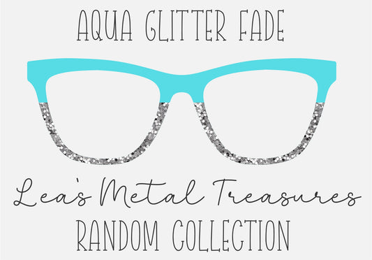 Aqua Glitter fade - solid 23, silver sequin Eyewear Frame Toppers COMES WITH MAGNETS