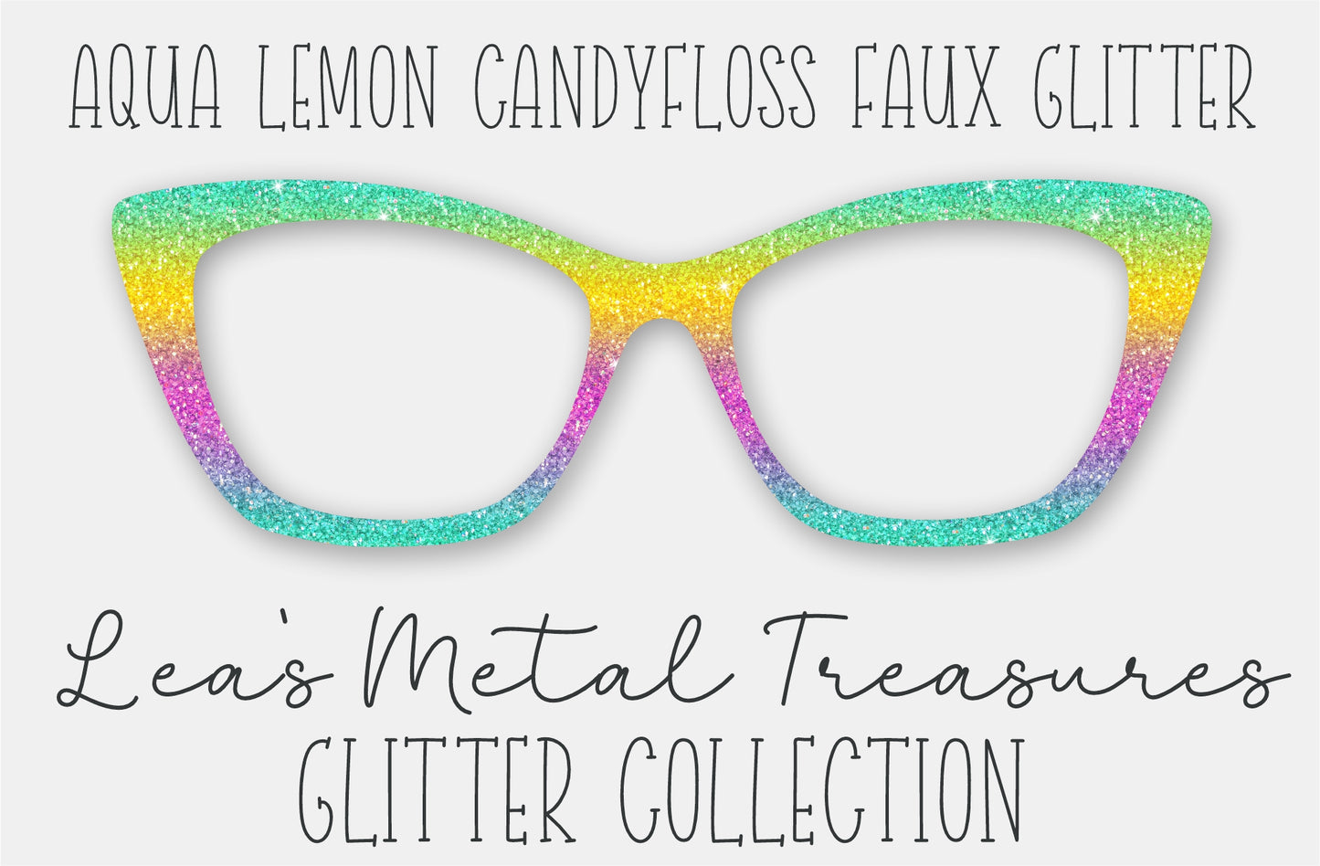 Aqua Lemon Candy Floss Faux Glitter Eyewear Frame Toppers