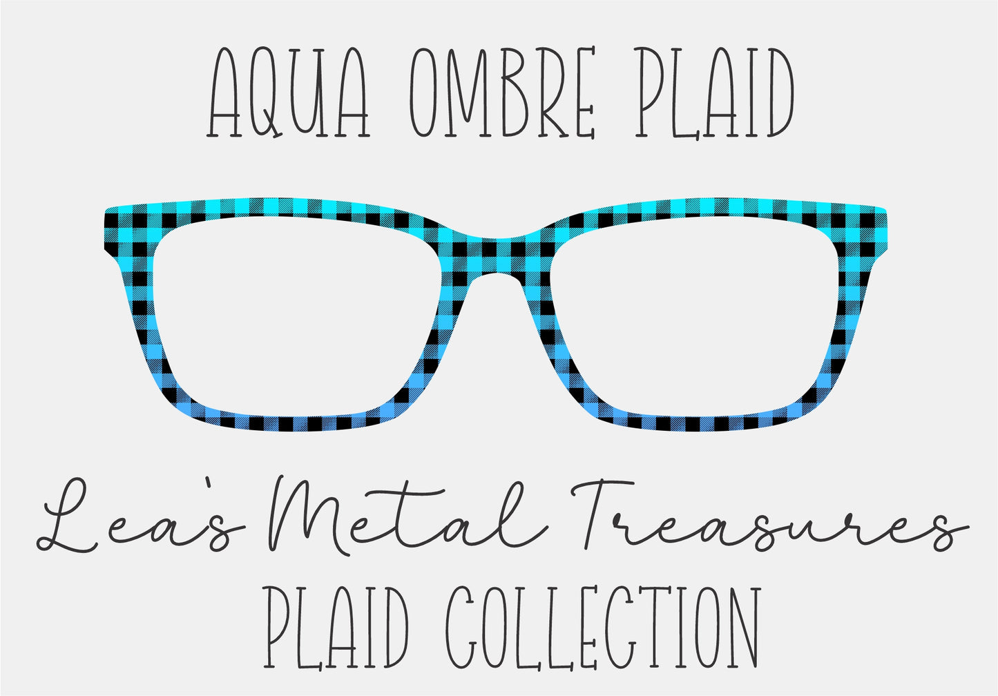 AQUA OMBRE PLAID Eyewear Frame Toppers COMES WITH MAGNETS