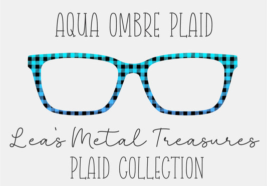AQUA OMBRE PLAID Eyewear Frame Toppers COMES WITH MAGNETS