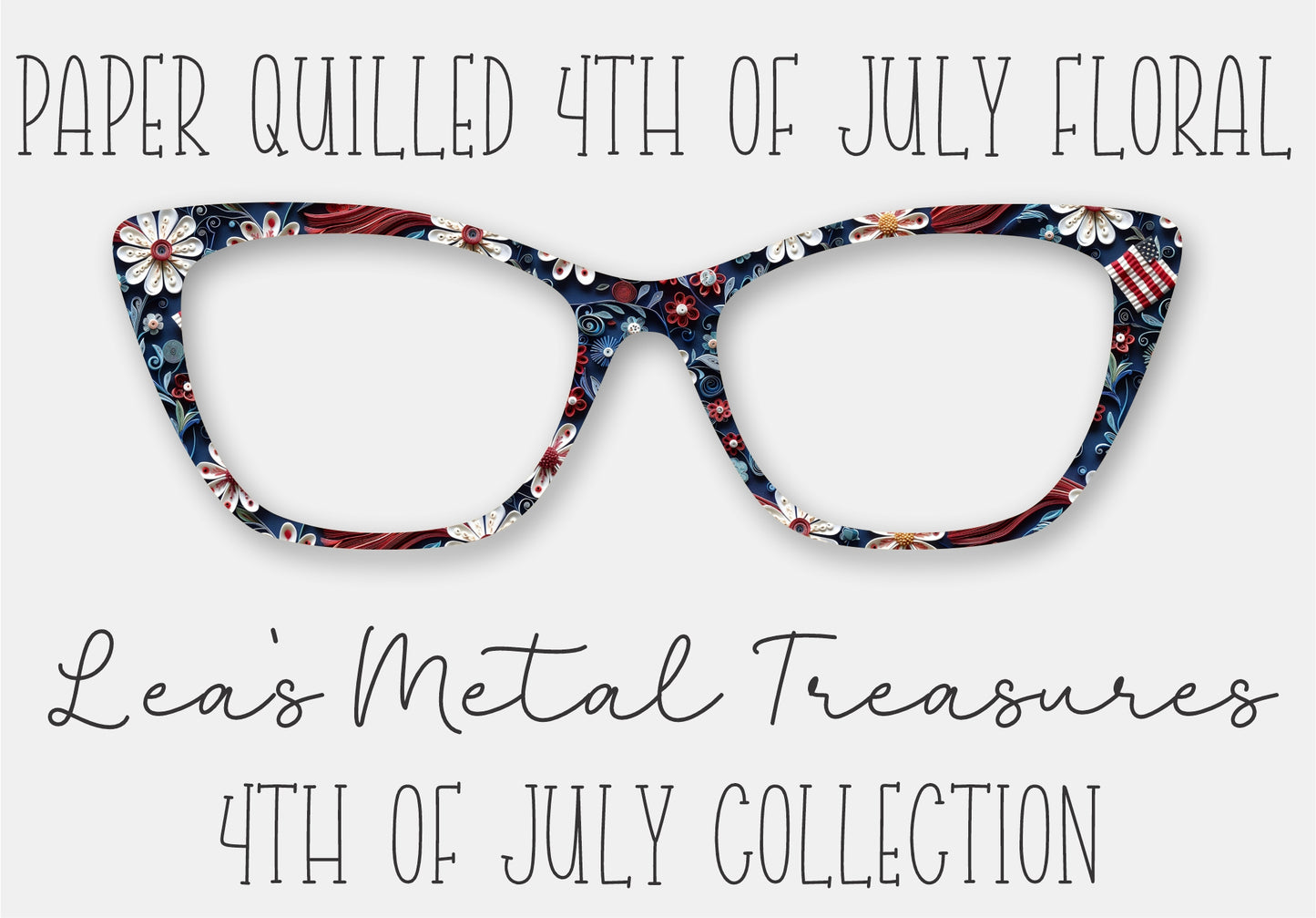 Paper Quilled 4th of July Floral Eyewear Frame Toppers