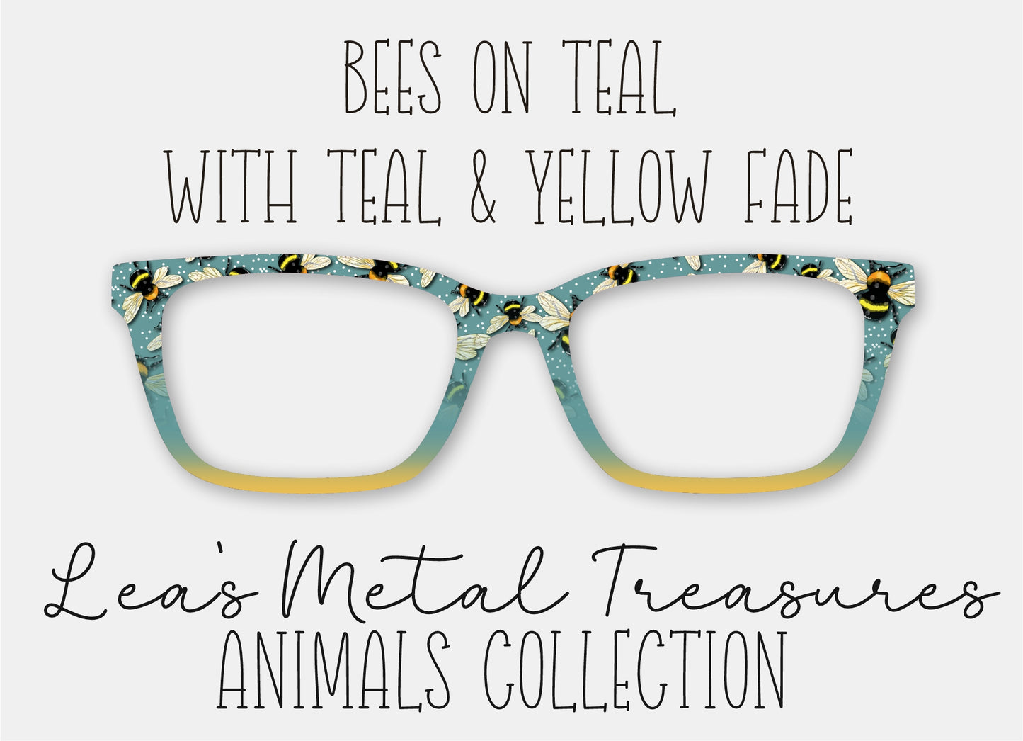 Bees on Teal with Teal and Yellow Fade • Magnetic Eyeglasses Toppers