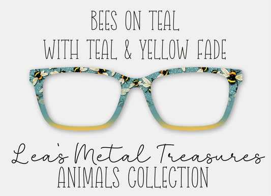 Bees on Teal with Teal and Yellow Fade • Magnetic Eyeglasses Toppers