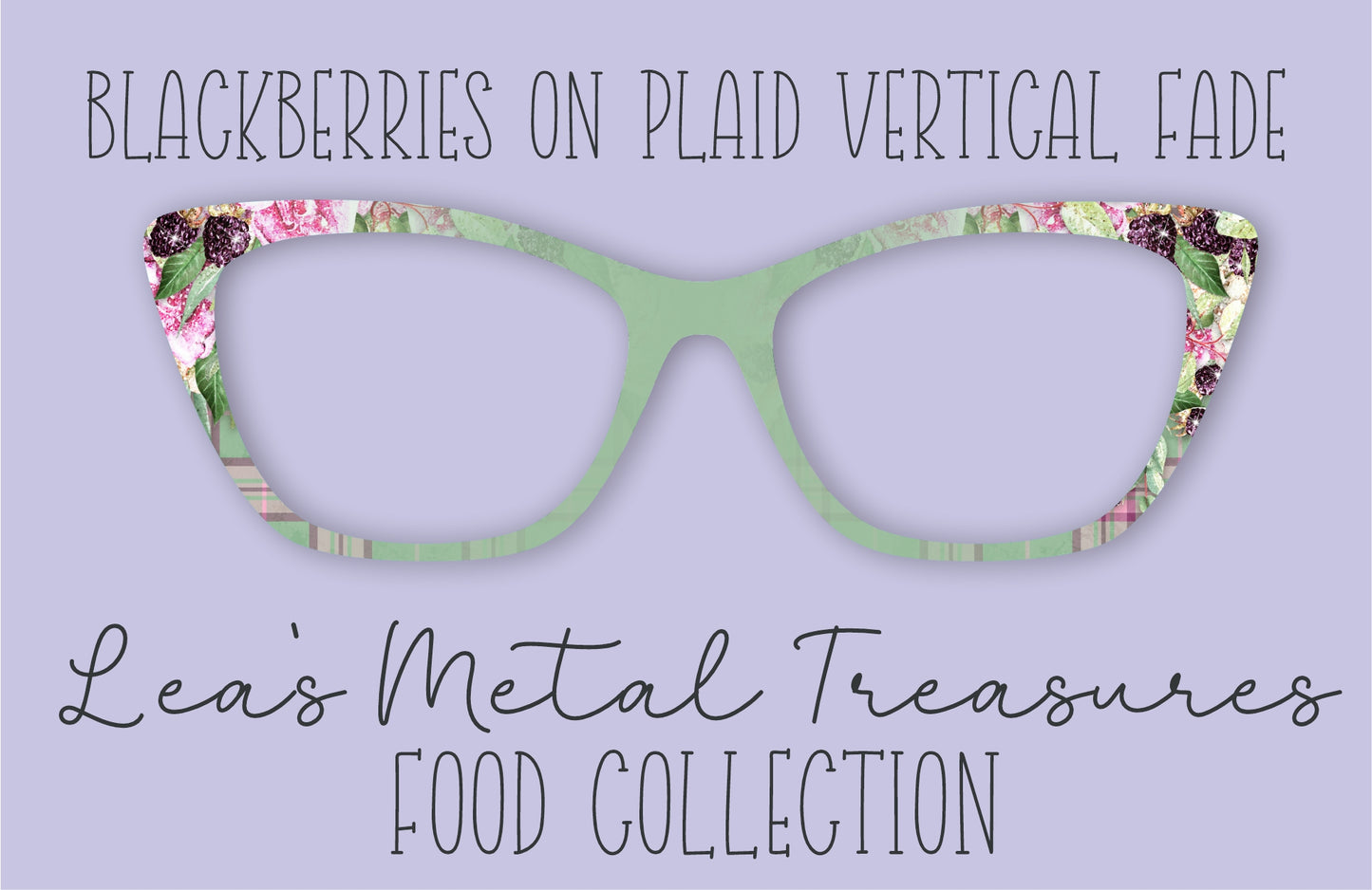 Blackberries on Plaid Vertical Fade Eyewear Frame Toppers COMES WITH MAGNETS