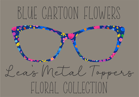 BLUE CARTOON FLOWERS Eyewear Frame Toppers COMES WITH MAGNETS