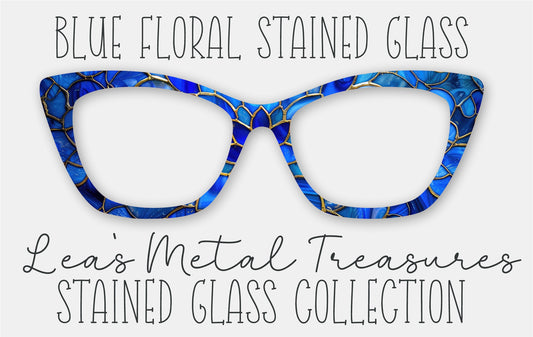 Blue Floral Stained Glass Eyewear Frame Toppers