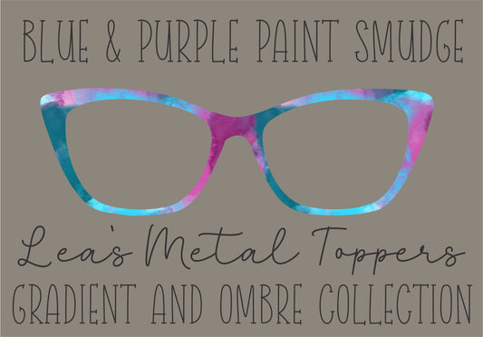 BLUE AND PURPLE PAINT SMUDGE Eyewear Frame Toppers COMES WITH MAGNETS