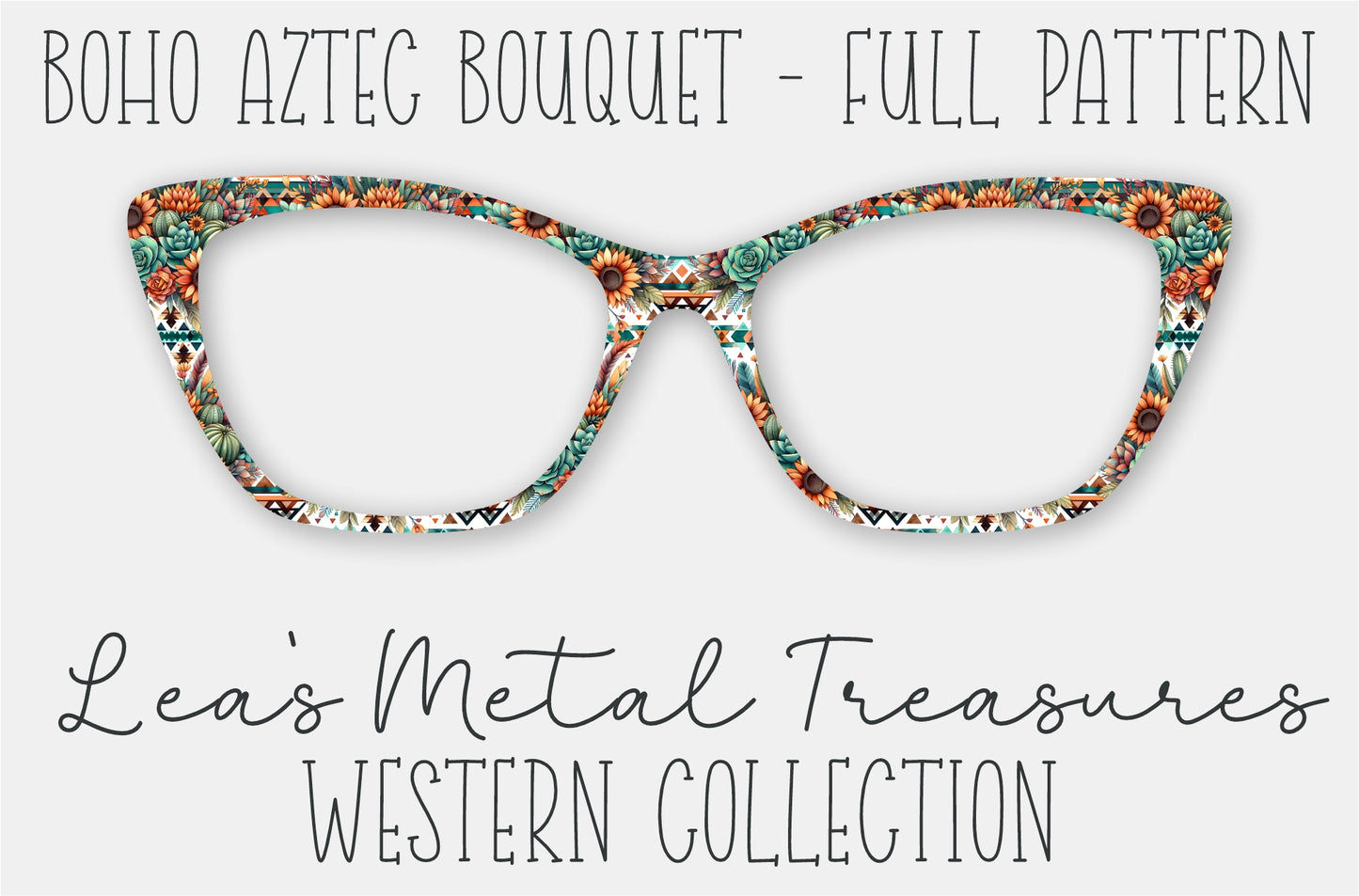 Boho Aztec Bouquet Full Pattern Eyewear Frame Toppers