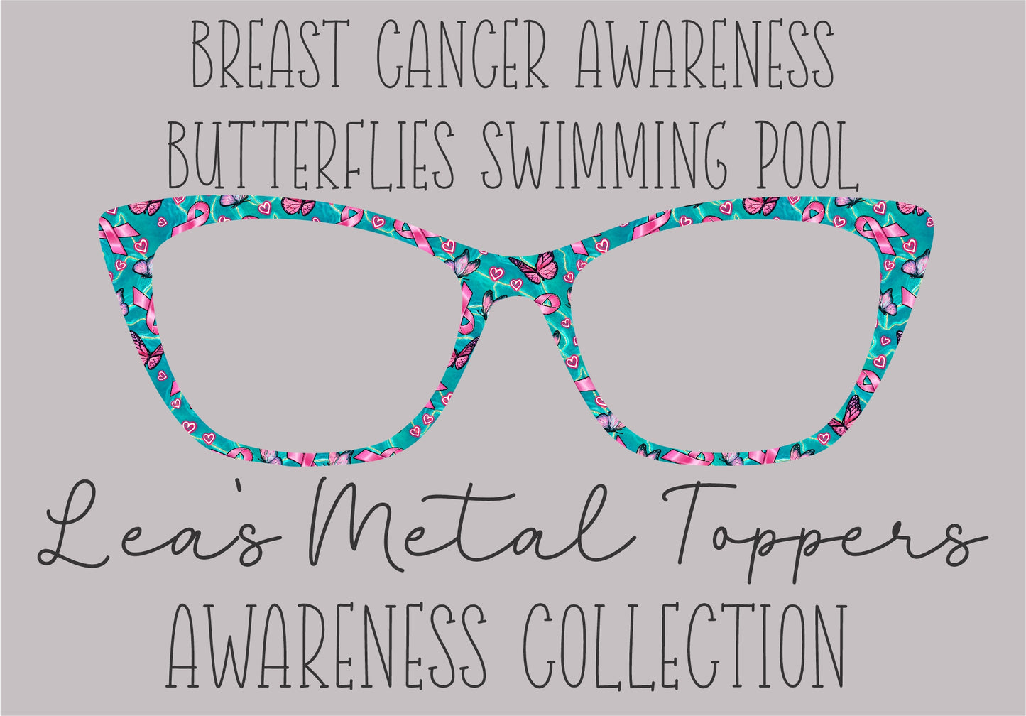 BREAST CANCER AWARENESS BUTTERFLIES SWIMMING POOL Eyewear Frame Toppers COMES WITH MAGNETS