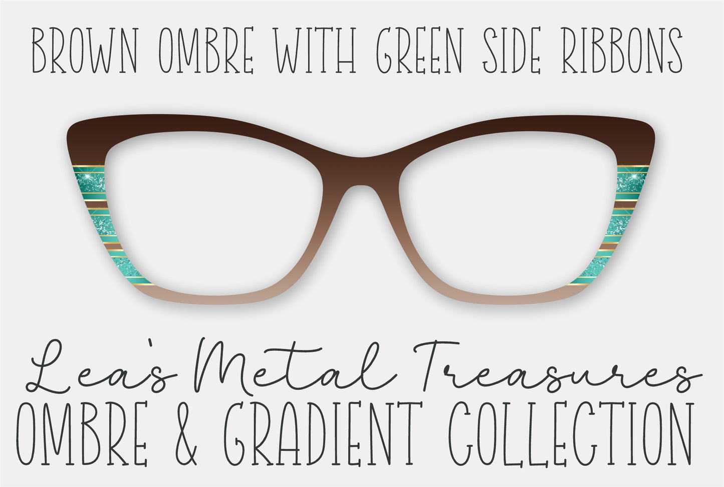 Brown Ombre With Green Side Ribbons Eyewear Frame Toppers