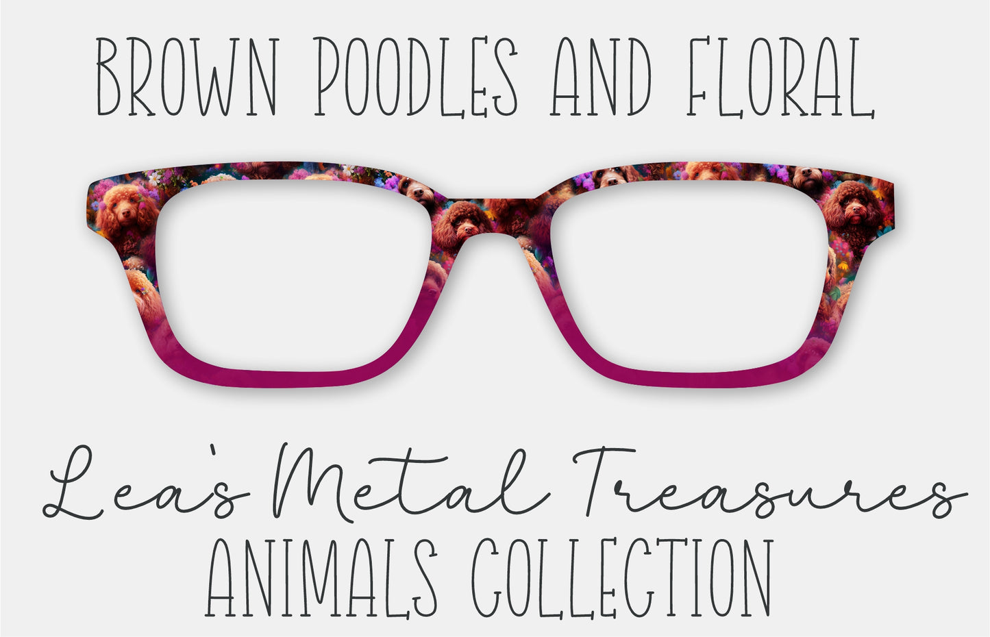 Brown Poodles and Floral Eyewear Frame Toppers
