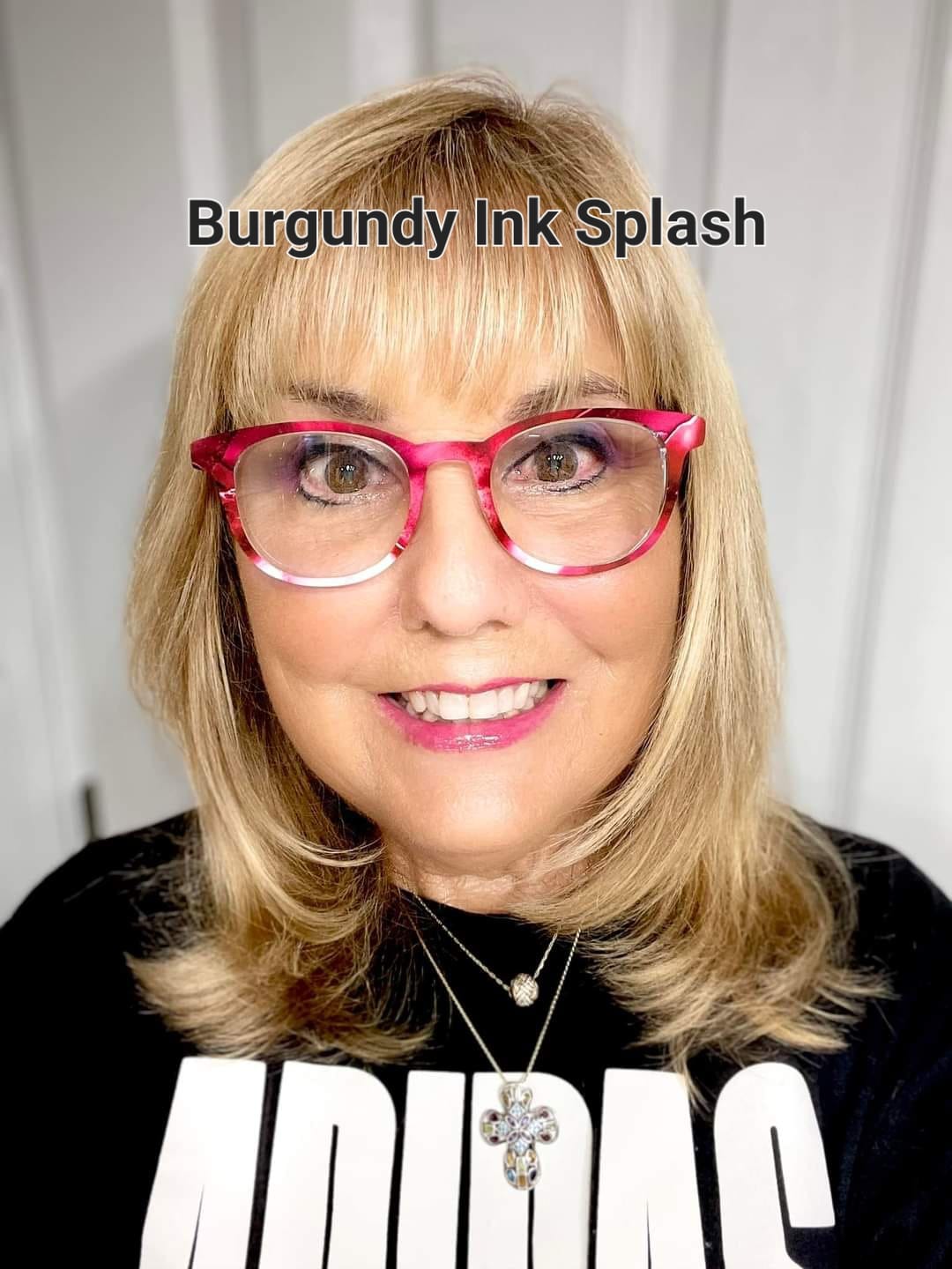 BURGUNDY INK SPLASH Eyewear Frame Toppers COMES WITH MAGNETS